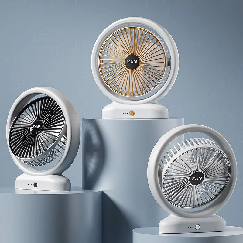 Desktop Fan Rechargeable, Mini Table Fan, Powerful Electric Fan with  Adjustable Wind Speeds, Portable USB Fan for Home Office and Outdoors | Three-Speed Mini Desktop Fan with Colorful LED Lights – USB &amp; Battery Powered - Random Color